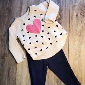 Koala kids baby  heart graphic sweatshirt and navy leggings